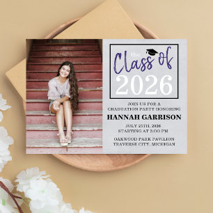 Invitation Graduation Party 2024 Open House Photo Purple