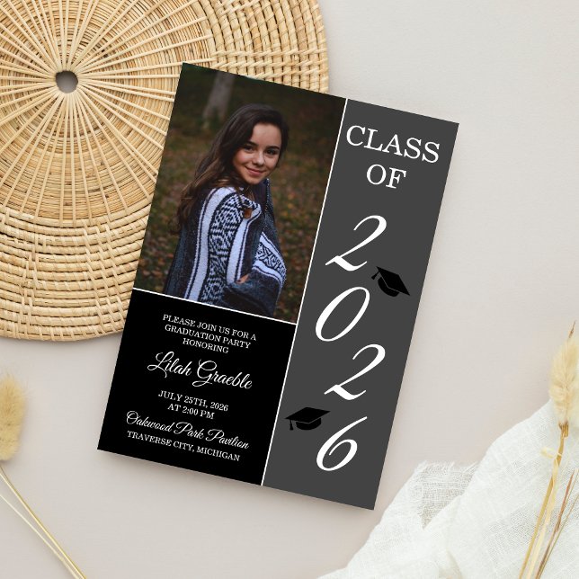 Invitation Graduation Party 2025 Grad Casquette Grey (Créateur téléchargé)