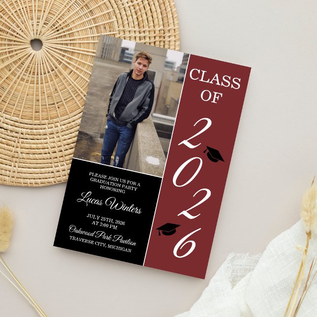 Invitation Graduation Party 2025 Grad Casquette Maroon (Créateur téléchargé)