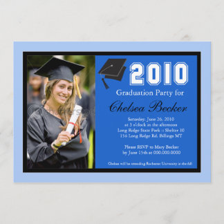 Invitation Graduation Party 5x7 Bleu & Black Photo