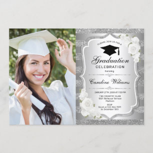 Invitation Graduation Party avec photo - Argent