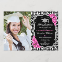 Graduation Party avec photo - Argent Rose Noir