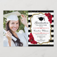 Graduation Party avec photo - Gold Red Black