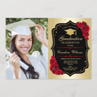 Graduation Party avec photo - Noir Or Rouge