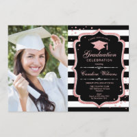 Graduation Party avec photo - Rose Gold Black