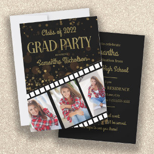 Invitation Graduation Party Black Gold Star 3 Photos 2022