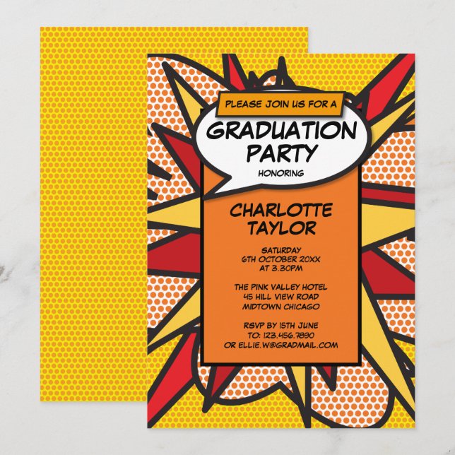 Invitation Graduation Party Classe de 2022 Moderne Fun élégan (Devant / Derrière)