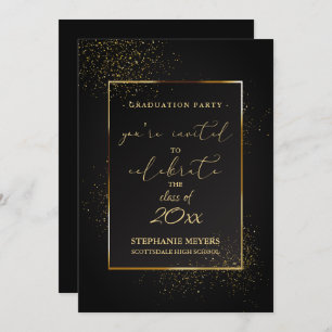 Invitation Graduation Party Elegant Black and Gold Parties sc