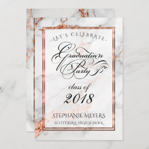 Invitation Graduation Party Faux Marbre italien en cuivre