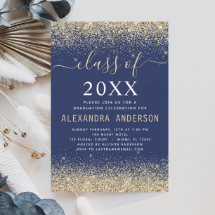 Invitation Graduation Party Gold Marine Classe bleue de 2025