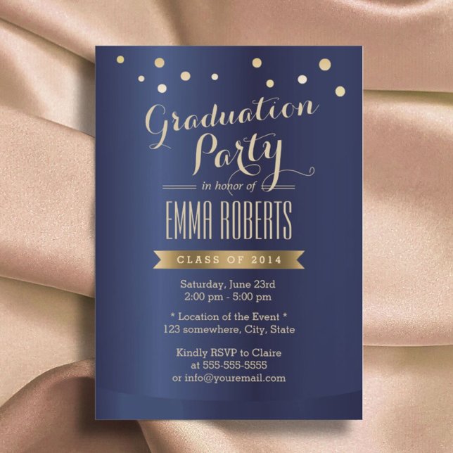 Invitation Graduation Party Gold moderne Confetti Élégant (Créateur téléchargé)