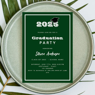Invitation Graduation Party green white 2025