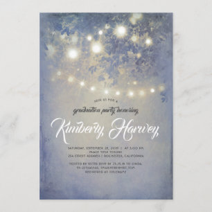 Invitation Graduation Party Lumières rustiques Dusty Blue
