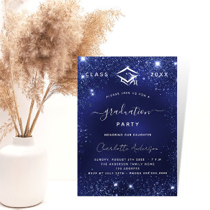 Invitation Graduation party marine bleu scintille luxe 2025