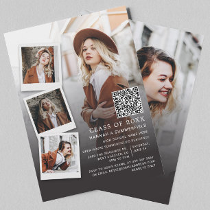 Invitation Graduation Party Multi Photo QR Code Grad 2025