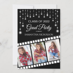 Invitation Graduation Party Photo Film Reel Cinéma Étoiles