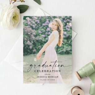Invitation Graduation Party Script avec verdure photo