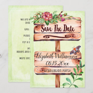 Invitation Graduation Party Signe rustique Enregistrer La Dat