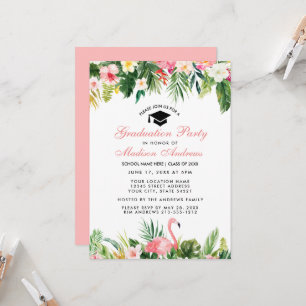 Invitation Graduation Party Tropical Floral Rose