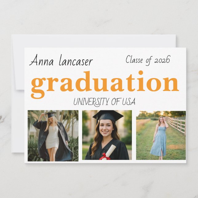 Invitation Graduation Personalized Photo Class of 20xx Custom (Devant)