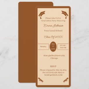 Invitation Graduation Personnalisée Minimaliste Brown Et Beig