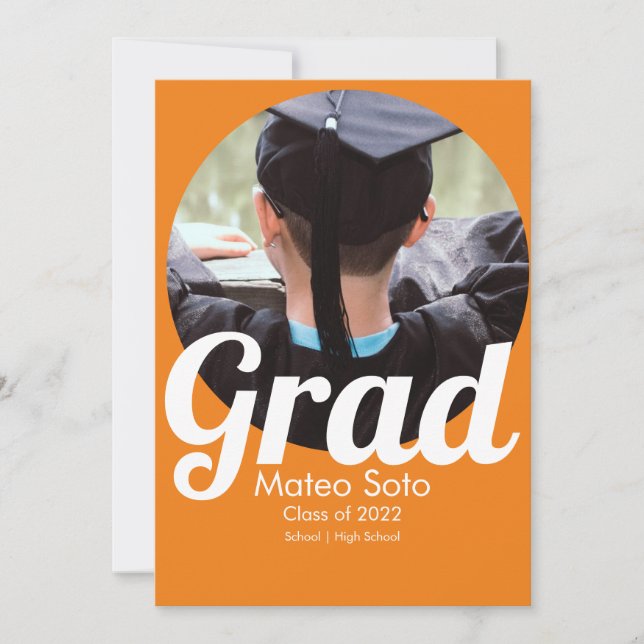 Invitation Graduation Photo Bold N'importe quelle couleur (Devant)