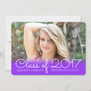 Invitation Graduation photo horizontale Purple Classe de 2017