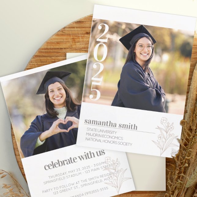 Invitation Graduation photo minimaliste moderne (Modern Photo Graduation Announcement)