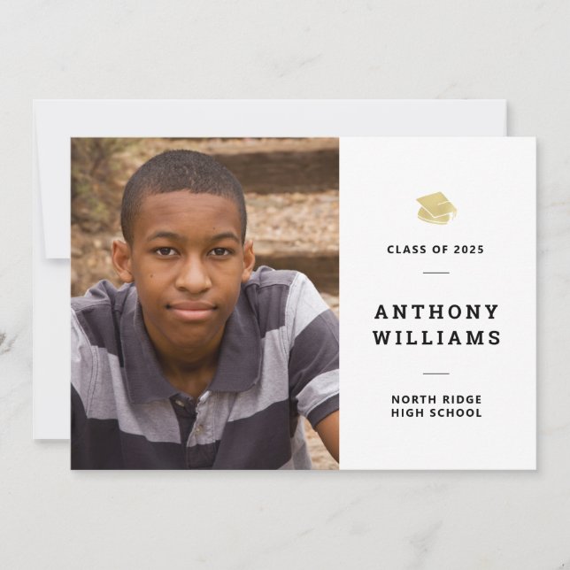 Invitation Graduation photo moderne en noir et blanc (Devant)