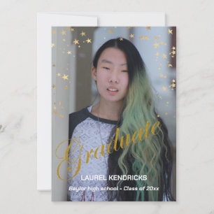 Invitation Graduation photo moderne Gold Stars Party