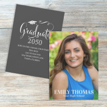 Graduation Photo Moderne Mortarboard Script Noir