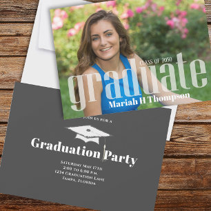 Invitation Graduation Photo Mortarboard moderne Minimaliste