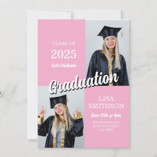 Invitation Graduation Photo Party Moderne Simple