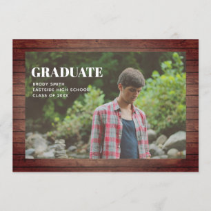 Invitation Graduation Photo Plaque en bois rustique