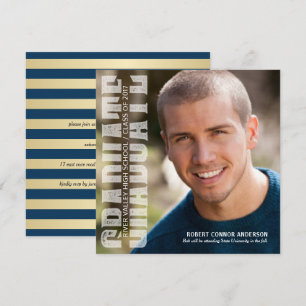 Invitation Graduation Photo Texte moderne superposition Invit