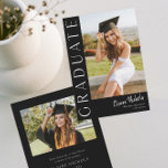 Invitation Graduation photo verticale moderne<br><div class="desc">Cette élégante invitation à la graduation de photos design moderne comprend une photo verticale et un titre avec un nom de script personnalisable et du texte sur le devant. Le dos a une invitation avec les détails de la fête. Une excellente façon de présenter votre diplômé. Cliquez sur le bouton...</div>