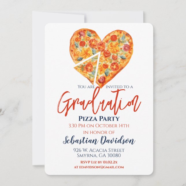 Invitation Graduation Pizza Party (Devant)