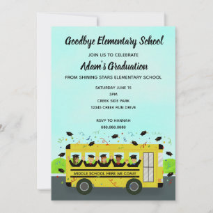 Invitation Graduation Primaire de l'école Bus Party