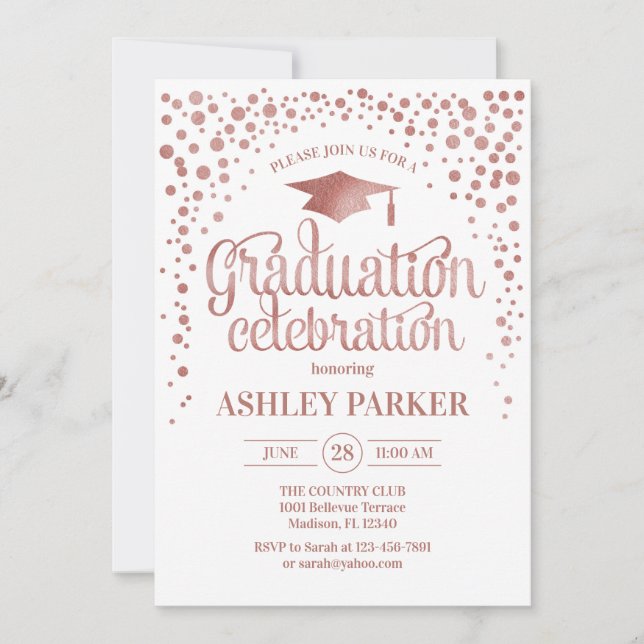 Invitation Graduation - Rose Gold White (Devant)