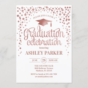 Invitation Graduation - Rose Gold White