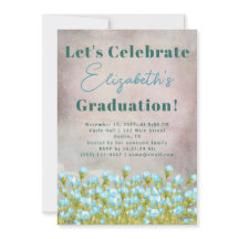 Graduation rustique Fleurs d'aquarelle bleu