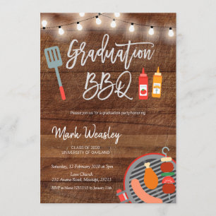 Invitation Graduation Rustique Grill and Chill