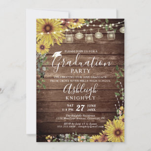 Invitation Graduation Rustique Tournesol Script