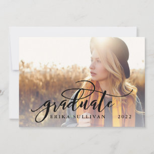 Invitation Graduation Script Photo Party recto verso   Noir