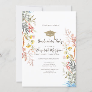Invitation Graduation séchée par la prairie fleur sauvage