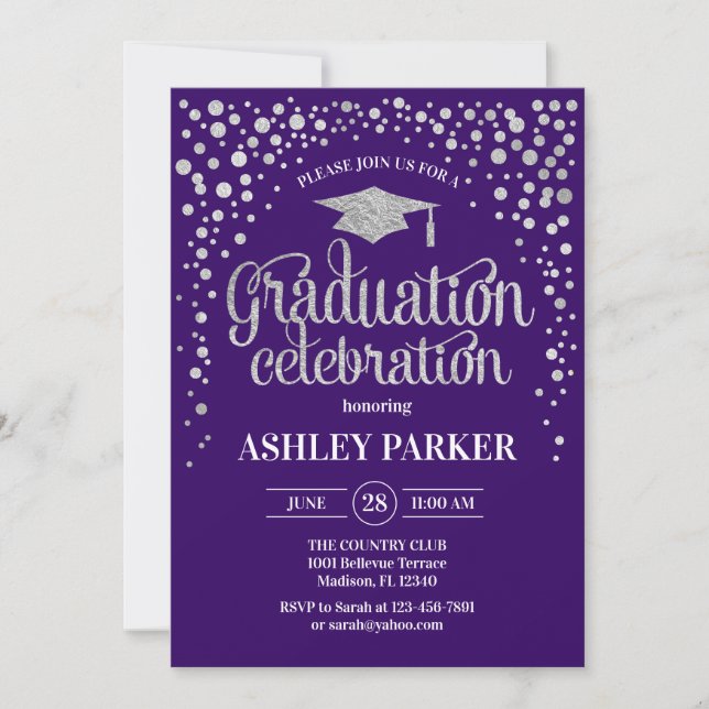 Invitation Graduation - Silver Purple (Devant)