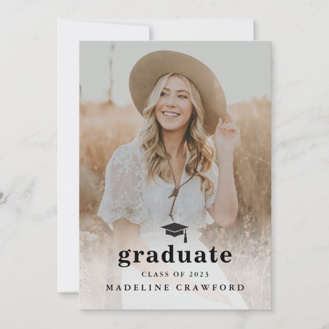 Invitation Graduation simple Casquette et photo Tassel (Devant)