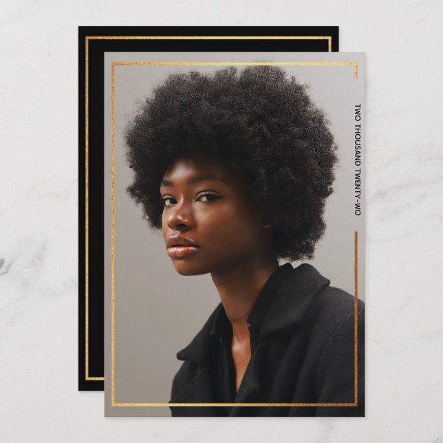 Invitation Graduation simple et moderne des bordures d'or (Devant / Derrière)