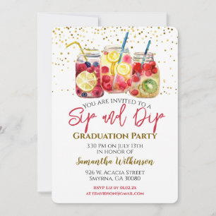 Invitation Graduation Sip and Dip Fruit Cocktail Pool Party