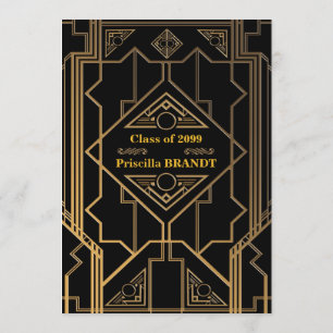 Invitation Graduation, Style Gatsby, Tapis rouge, Noir